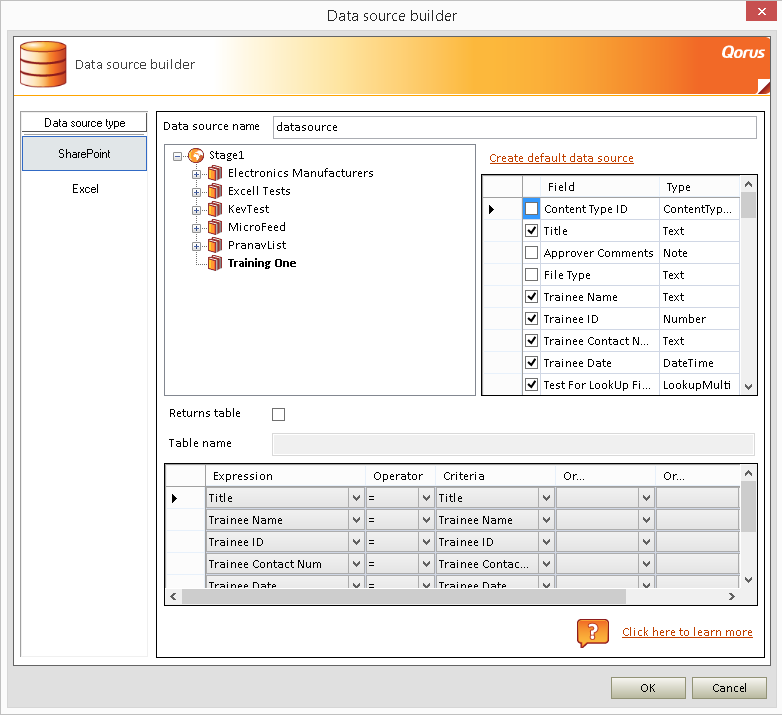 The default data source qorus docgeneration 365 helpdesk and